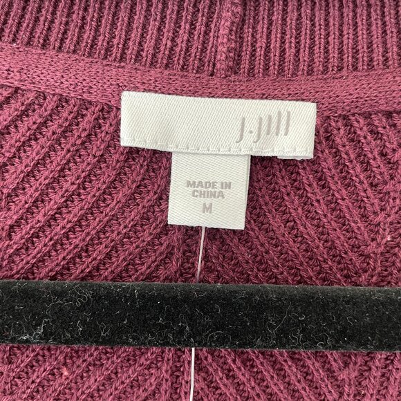 J Jill Womens Long Button Cardigan Ribbed With Pockets Burgundy Size M NWT - Picture 4 of 9